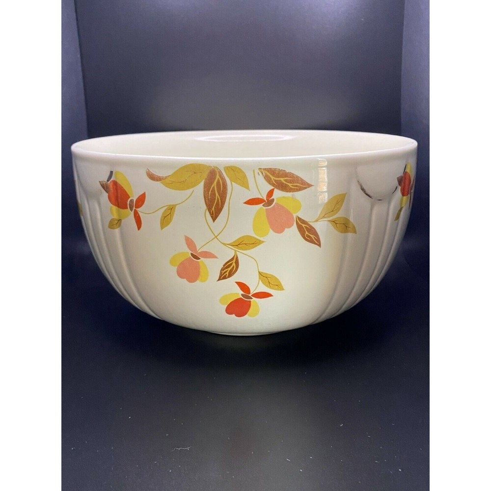 Hall Jewel Large Mixing Bowl 9" Porcelain Tea Autumn Leaf VINTAGE (17) - Picture 2 of 7